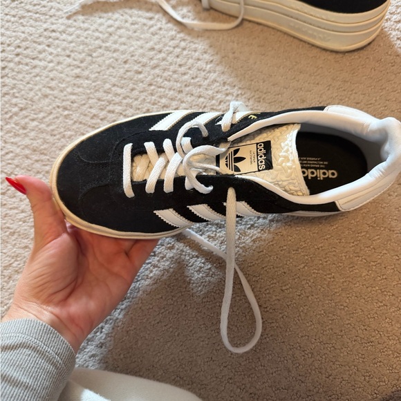 Adidas Women's Gazelle Black White Bold Shoes (platform) - Picture 2 of 3